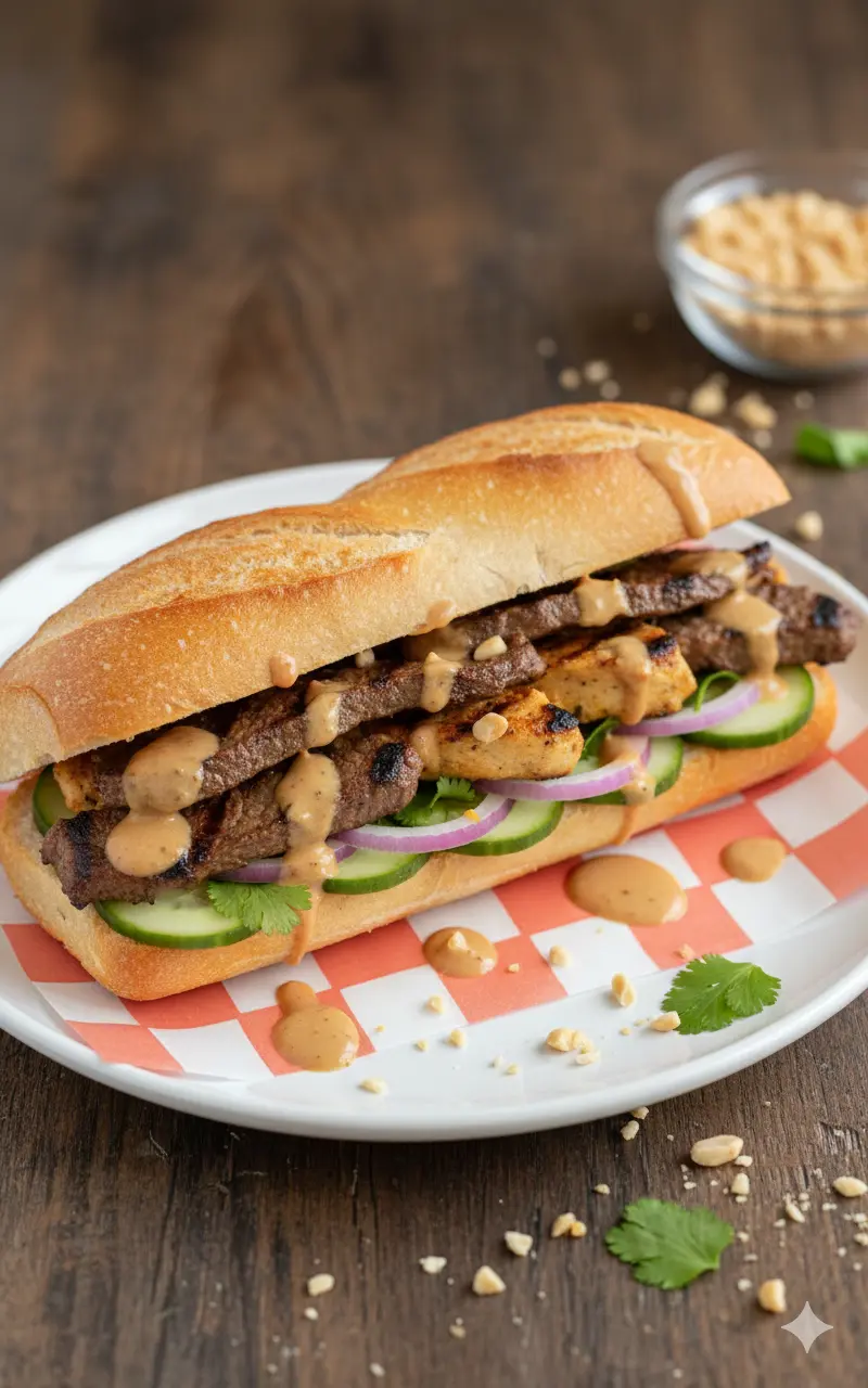 Delicious Mixed Satay Beef & Chicken Sub at Asia Submarine Calgary